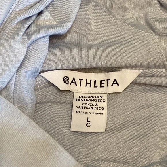 Athleta Seasoft Bubble Hem Hoodie in light blue gray Size L - Picture 9 of 16